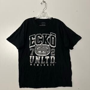 VINTAGE‎ Y2K Ecko Unltd 1972 Graphic Black Casual T-Shirt Mens Size Large